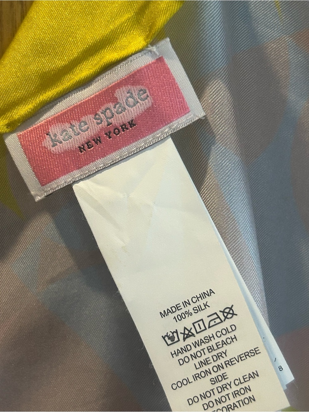 kate spade Geospade Pastel 100% Silk Scarf in Blue, Pink & Yellow - Picture 4 of 4